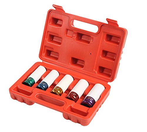Lug Nut Socket Set, Professional Grade, Manufactured Using Quality Chromoly Steel, 5-piece Thin Wall Impact Sockets, Durable Lug Nut Remover by Shankly