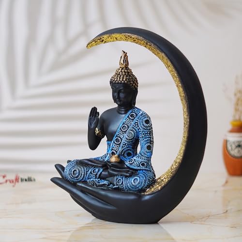 Image of eCraftIndia Multicolor Resin Blessing Buddha Statue with Palm Chand | Lord Buddha Statue for Home Decor Living Room Office | Buddha Showpiece | Buddha Idol Gift for Diwali Buddha Purnima Birthday