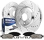 Detroit Axle - 5-Lug Front Drilled Slotted Disc Brake Rotors Ceramic Brake Pads w/Clips Replacement for 2007-10 Chevy Cobalt/Pontiac G5 2.2L w/Rear Drum Brakes - 4pc Set