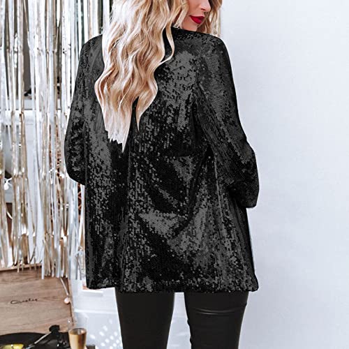 2022 Vrouwen Pailletten Blazer Pailletten Jas Casual Lange Mouw Glitter Party Glanzende Revers Jas Rave Bovenkleding… - Image 5