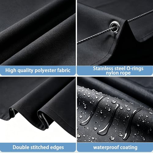 Voile d'ombrage rétractable 3x4m rectangulaire imperméable noir - 4