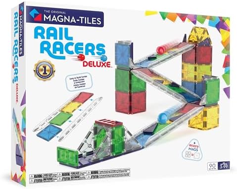 Magna-Tiles Rail Racers Deluxe 90-Piece Magnetic Construction Set...
