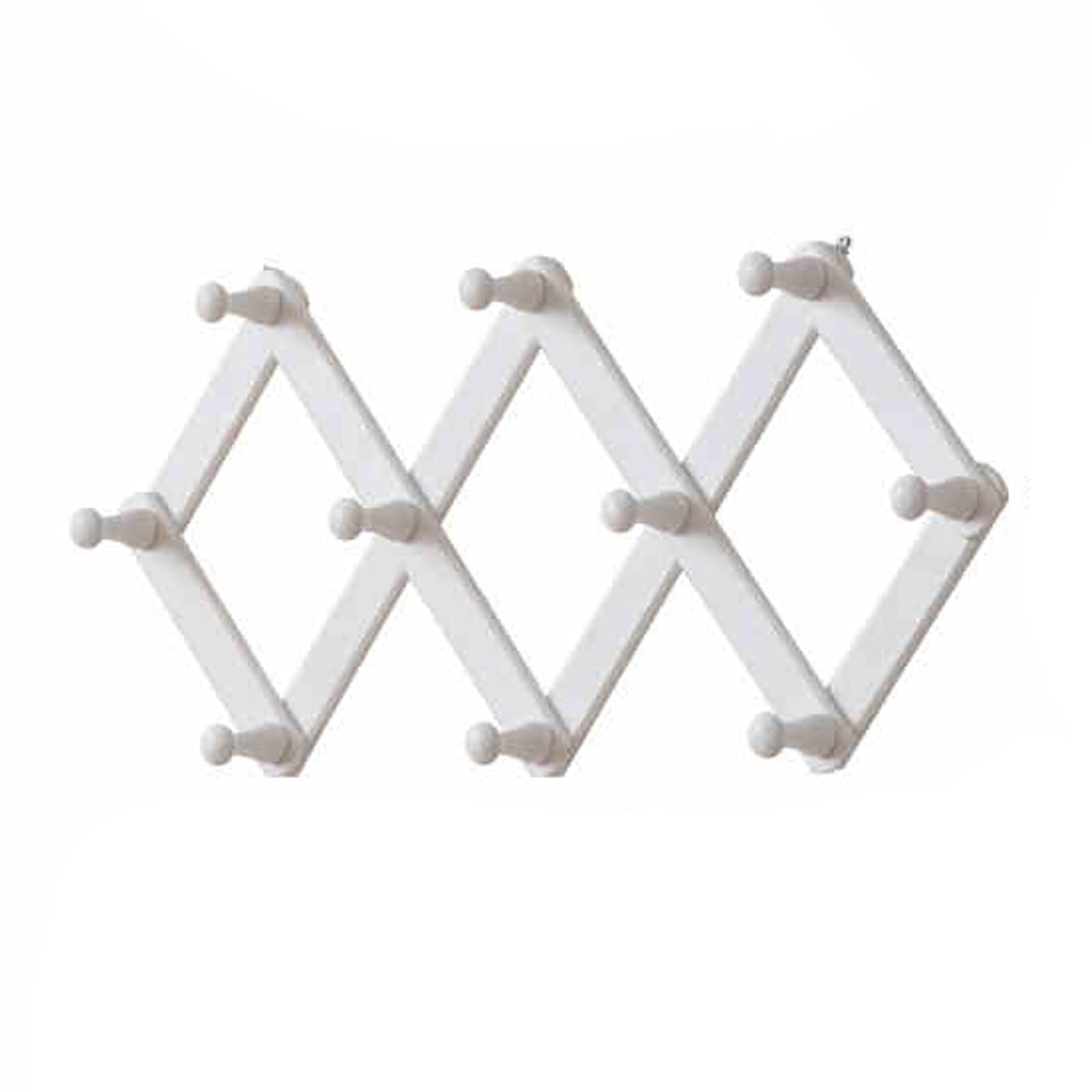 Coat Rack Wall Mount, Wooden Accordion Wall Hanger, Expandable Wall Mounted Hanger, Wood Rack Wall-Mounted, for Clothes Hats Towel Purse Robes, Bathroom Mudroom Bedroom(White,40-90cm/15.7-35.4in)