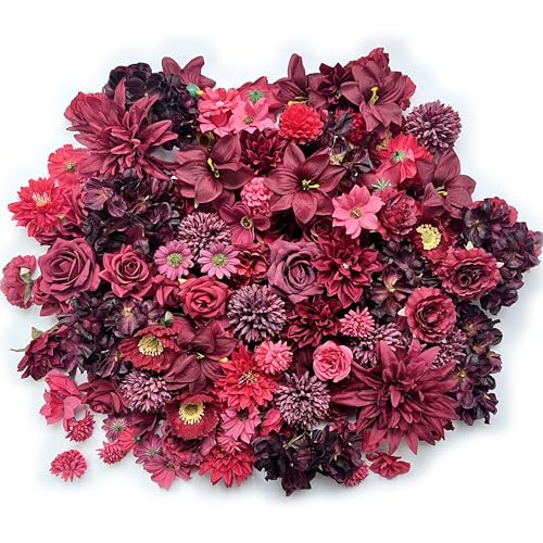 Artificial Burgundy Red Christmas Flowers Bulk Silk Roses Fake Flowers