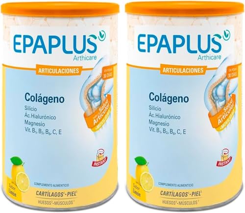 EPAPLUS Arthicare, Colágeno Hidrolizado con Silicio y Ácido Hialurónico, Disolución Instant Sabor Limón, Tratamiento Duplo 30 Días x 2