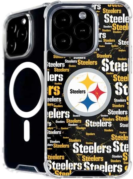 Skinit Phone Case Compatible with MagSafe iPhone 16 Pro - Officially Licensed NFL Pittsburgh Steelers Black Blast Design