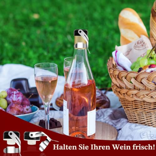 Flaschenverschl¨¹sse mit Hebel 6 St¨¹ck Universal Wein Flaschenverschluss, Edelstahl Sektverschluss Weinflaschenverschluss Champagner… – Ansicht 2