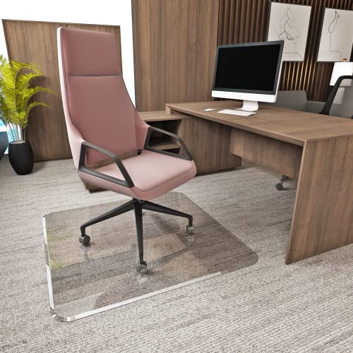 48â€ x 60â€ Glass Chair Mat with Exclusive Beveled Edge by Clearly Innovative, 1/4â€ Thick Clear Tempered Glass with Easy Roll Edges | Protect Your Home or Office Floor | Perfect for Hardwood or Carpet
