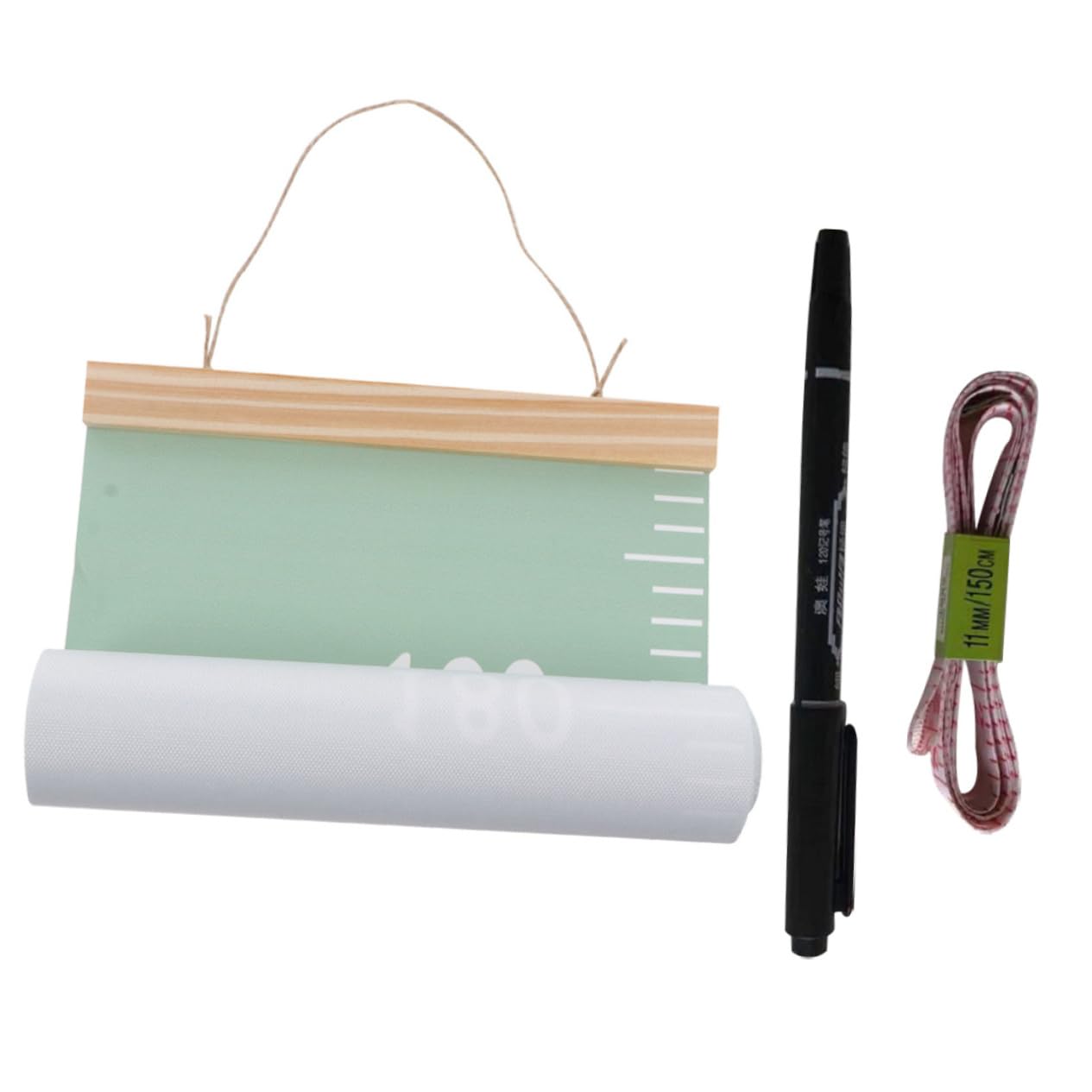 Sosoport 1Set Growth Height Chart Wall Hanging Decorative Measuring Ruler for Bedroom Nursery Classroom Removable Design Avocado with Marker for Decor