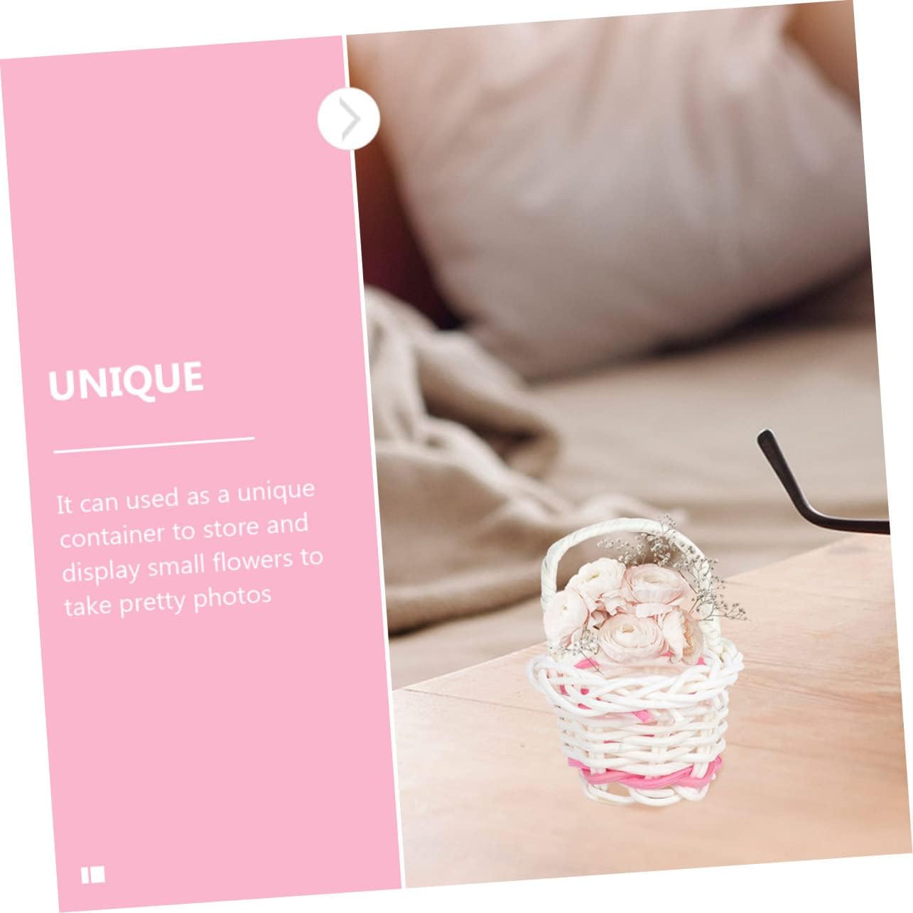 ERINGOGO 4sets 15pcs Mini Woven Baskets Rattan Flower Baskets for Photography Props Desktop Organization Handheld Storage Stylish Home Decor 15pcs*4