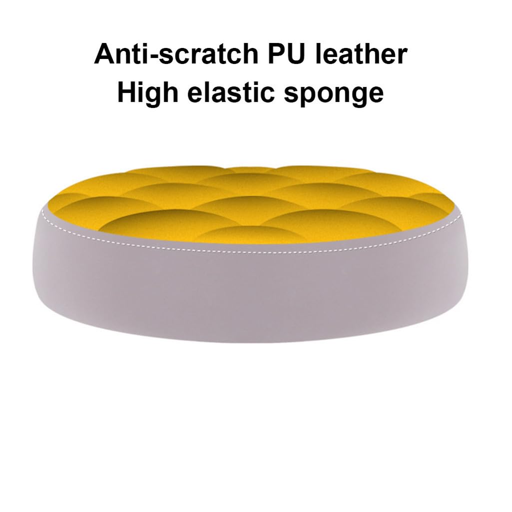 AeylvAoay Swivel Rolling Stool with Wheels PU Leather Round, Ultra Soft Padded Seat Cushion Stool with Footrest, Adjustable Height Stool for Tattoo Massage Salon Medical Spa C Grey