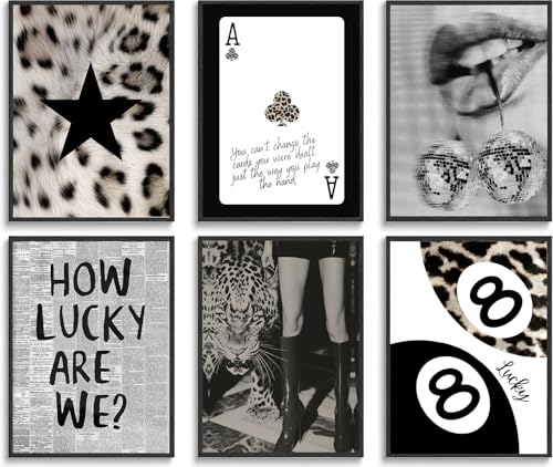 XBQZFLHT Trendy Leopard Posters Black And White Leopard Wall Art Y2k...
