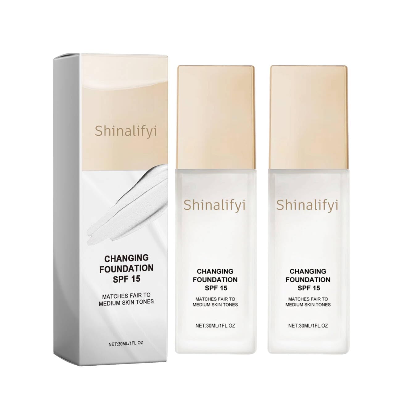 Color Changing Foundation for Mature Skin, Concealer Cover Cream, Hydrating and Lightweight Liquid Foundations, Tone Suitable for All Skin Types(2 PC)