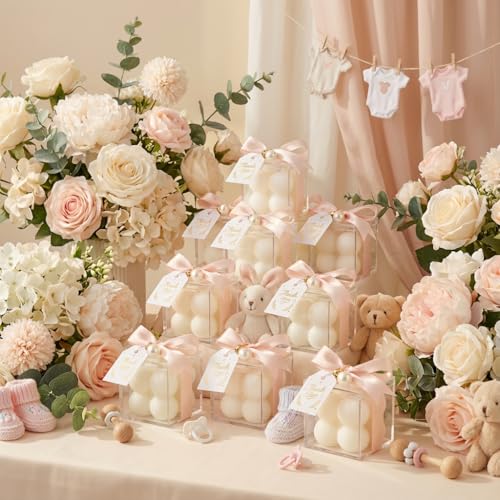 20 Stück Bubble Kerzen, Duftkerzen mit Acrylboxen, Bändern und Geschenkanhängern, Kerzen-Gastgeschenke für Hochzeit, Brautparty, Babyparty, Geburtstagsfeier