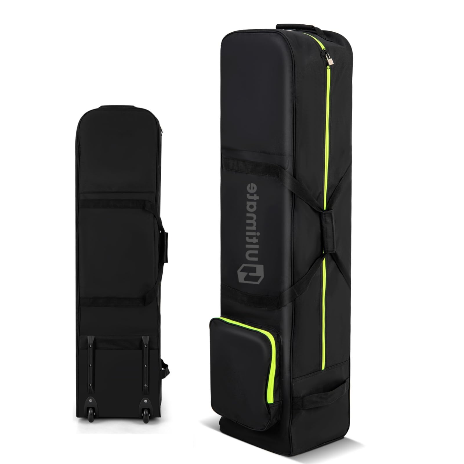 LIFEZEAL Borsa da Viaggio per Golf con Ruote Silenziose, Custodia Golf da viaggio con Manico Ergonomico, Finestra Identificativa, Ampio Scomparto, Copertura Pieghevole per Mazze da Golf, Nero
