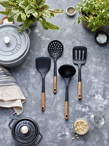 Staub 40503-102 Silicone Spatula Turner, Perfectly Angled For Lifting Pancakes, Sandwiches And Picking Up Veggies Durable Bpa-Free Matte Black Silicone, Acacia Wood Handles, Safe For Nonstick Cooking Surfaces thumb #8