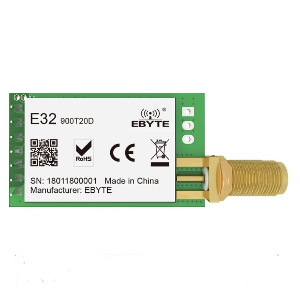 CDBAIRUI E32-900T20D-V8 LoRa module with dimensions 21mm by 36mm.