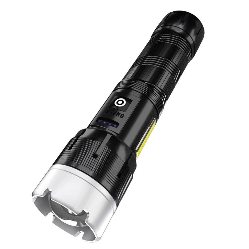 QFGVMXBWKZH Outdoor LED Strong Light Flashlight,Telescopic Zoom USB Input Output Rechargeable,for Hiking, Camping, Emergency Waterproof Tactical Flashlight(with Battery)