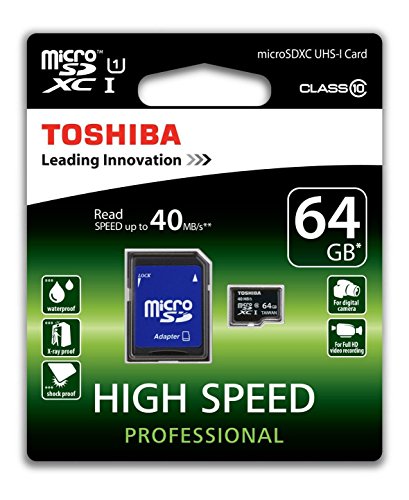 Toshiba SD-C064UHS1(6A - Tarjeta de memoria micro SDXC de 64 GB (con adaptador CL10 UHS-I)