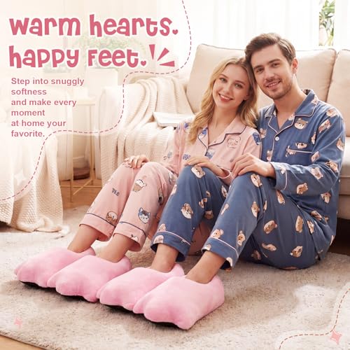 Image of Meanplan Duck Slippers, Winter Feet Slippers Yellow Cartoon Shoes Fluffy Claw Paw Shoes Halloween Party Gift