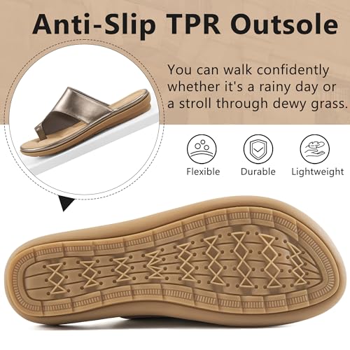 Image of Reimferce Summer Flat Sandals for Women: Comfortable Walking Dressy Slides for 2026 - Ladies Orthopedic Casual Shoes Indoor Outdoor