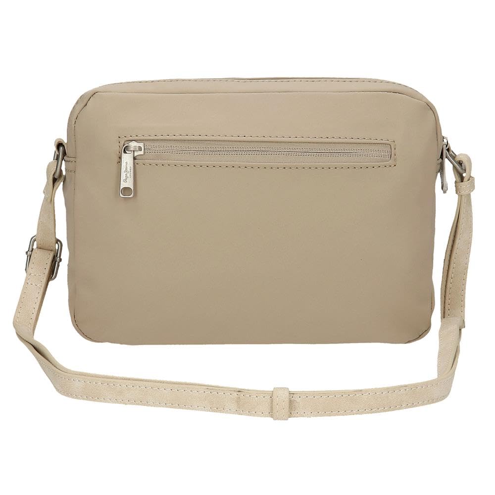 Pepe Jeans Jana Torba na ramię Dwukomorowa Beżowy 24X16X9 cm Poliester z Detalami ze Sztucznej Skóry by Joumma Bags, beż, Talla única, torba na ramię z dwoma