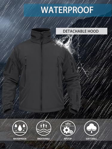 TACVASEN Men's Fleece Lined Tactical Jacket Waterproof Military Hoodie Winter Softshell Jacket Rain Coat Warm Hiking Hunting3