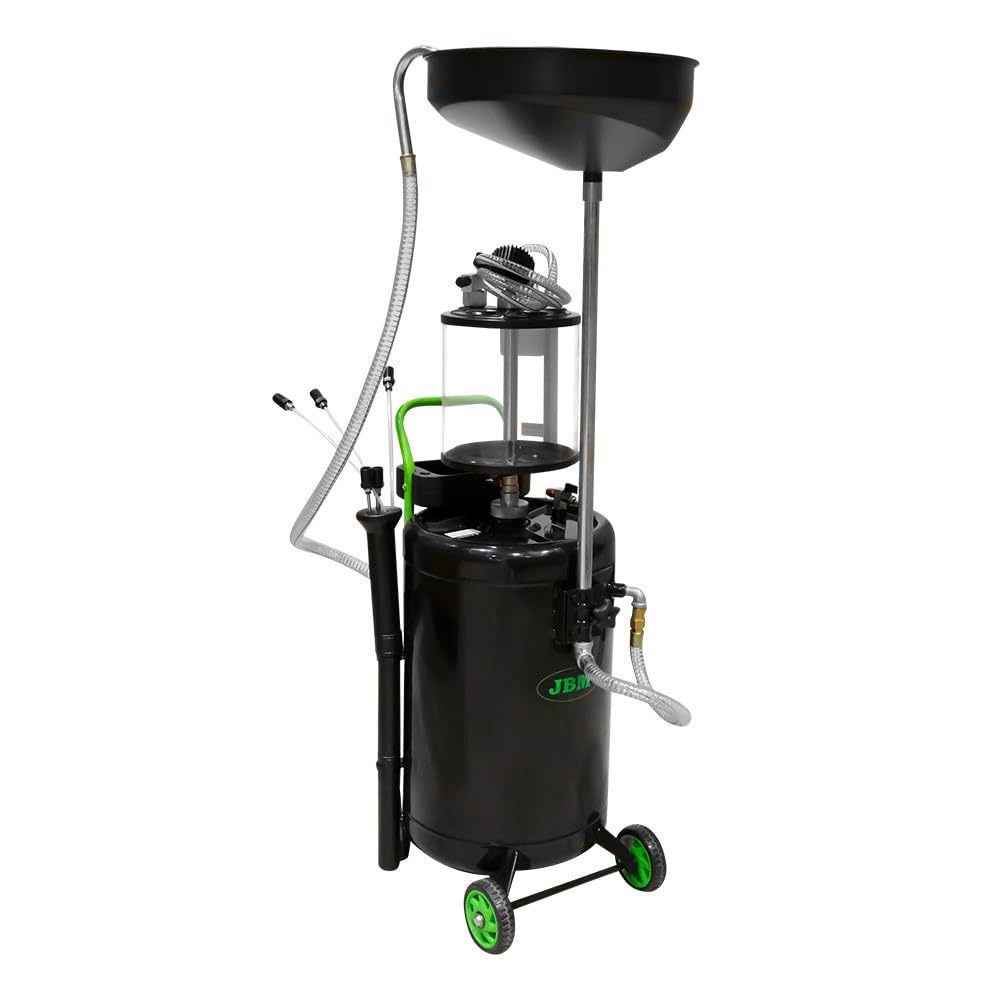 Raccoglitore olio 90L JBM 53874 con aspirazione – scarico olio motore e cambio, serbatoio alta capacità, carrellato, IN OFFERTA con 2 omaggi - CHIAVE PER FILTRI OLIO - KIT CHIAVI PER TAPPI OLIO MOTORE