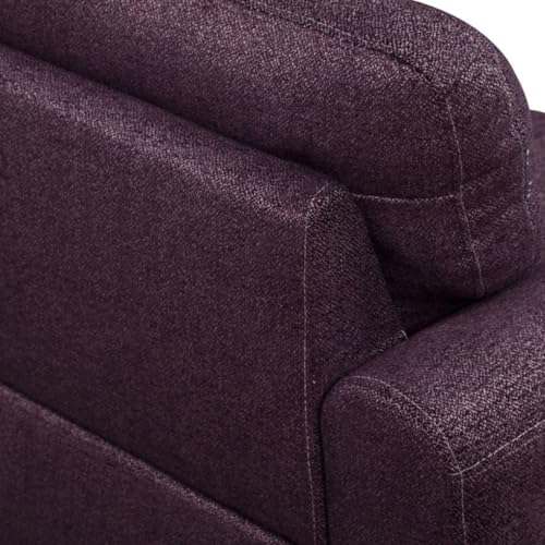 Image of L-Shaped 3-Piece Linen Sofa with Ottoman, Sectional Couch Set for Living Room, Office, Apartment, with Cup Holder, Purple