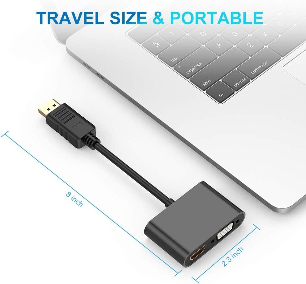 Image of USB HUB DisplayPort to HDMI VGA Adapter, DP Display Port to VGA HDMI Splitter Converter Compatible with Lenovo, HP, DELL, GPU, AMD, NVIDIA and More (Black) (DP to HDMI /VGA Adapter HUB)
