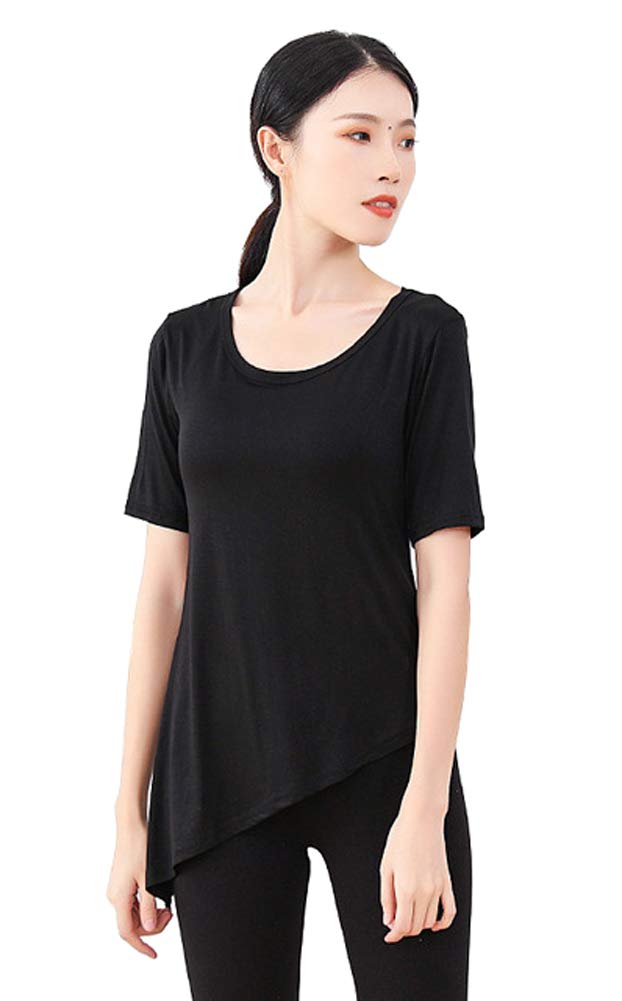 Angcoco Women's Slit Irregular Hem Latin Dance Top Salsa Dancing Dress Ballroom Dance Shirt