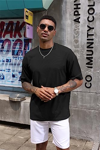 YawYews Mens Fashion Short Sleeve Tshirts Workout Oversize Pullover Solid Color Casual Tees2