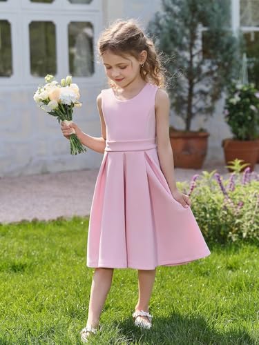 Flower Girl Dress Sleeveless Kids Toddler Summer Dresses with Bow for Wedding Party Birthday Gown3