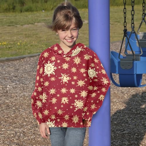 Kids Hoodies Sweaters Christmas Xmas Snowflake Hooded Sweatshirts with Big Pockets for Boys Girls B04000794