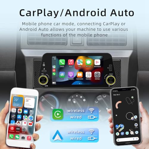 Navegación MP5 para coche de 1 DIN, pantalla de 5 pulgadas, Android Auto y Bluetooth 3
