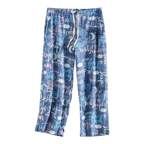 Image of PNAEONG 3 Pack Women Pajama Pants Capri Length Drawstring Pj Bottoms Sleep Lounge Pants with Pockets S-3XL