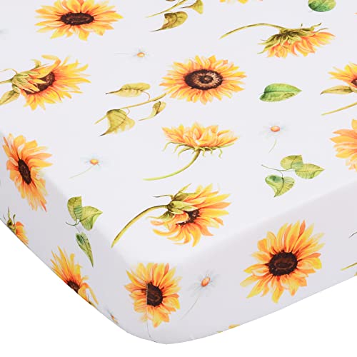 Image of Cloele Sunflower Fitted Crib Sheet,Toddler Sheet for Baby Girls,52x28in