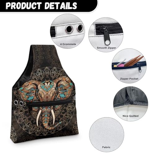 Image of Aztec Yarn Bags for Crocheting Small Elephant Crochet Organizers and Storage for Women Knitting Yarn Storage Bag Organizer Portable Holding Knitting Needles