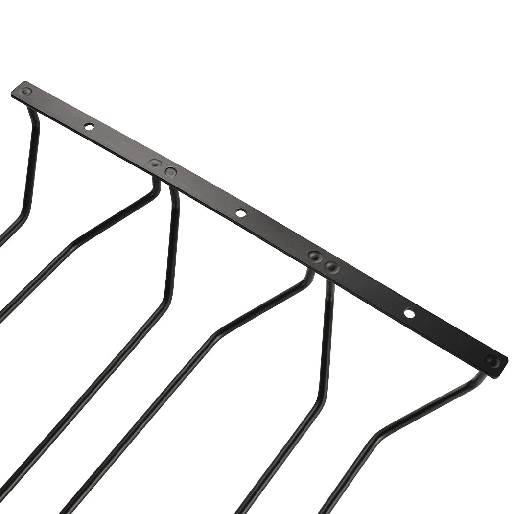 Étagère à verres à vin 35,5 cm - Noir - Support pour verres à vin sous étagère - Pour bar et salle à manger - 3 rangées