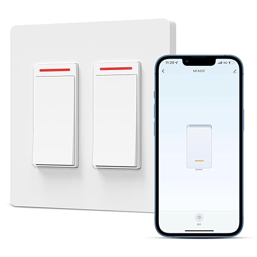 Interruptor de luz inteligente de 2 bandas, interruptor de un solo polo 2024, nuevo modelo 10A, funciona con Siri, Alexa y Google Home, control de