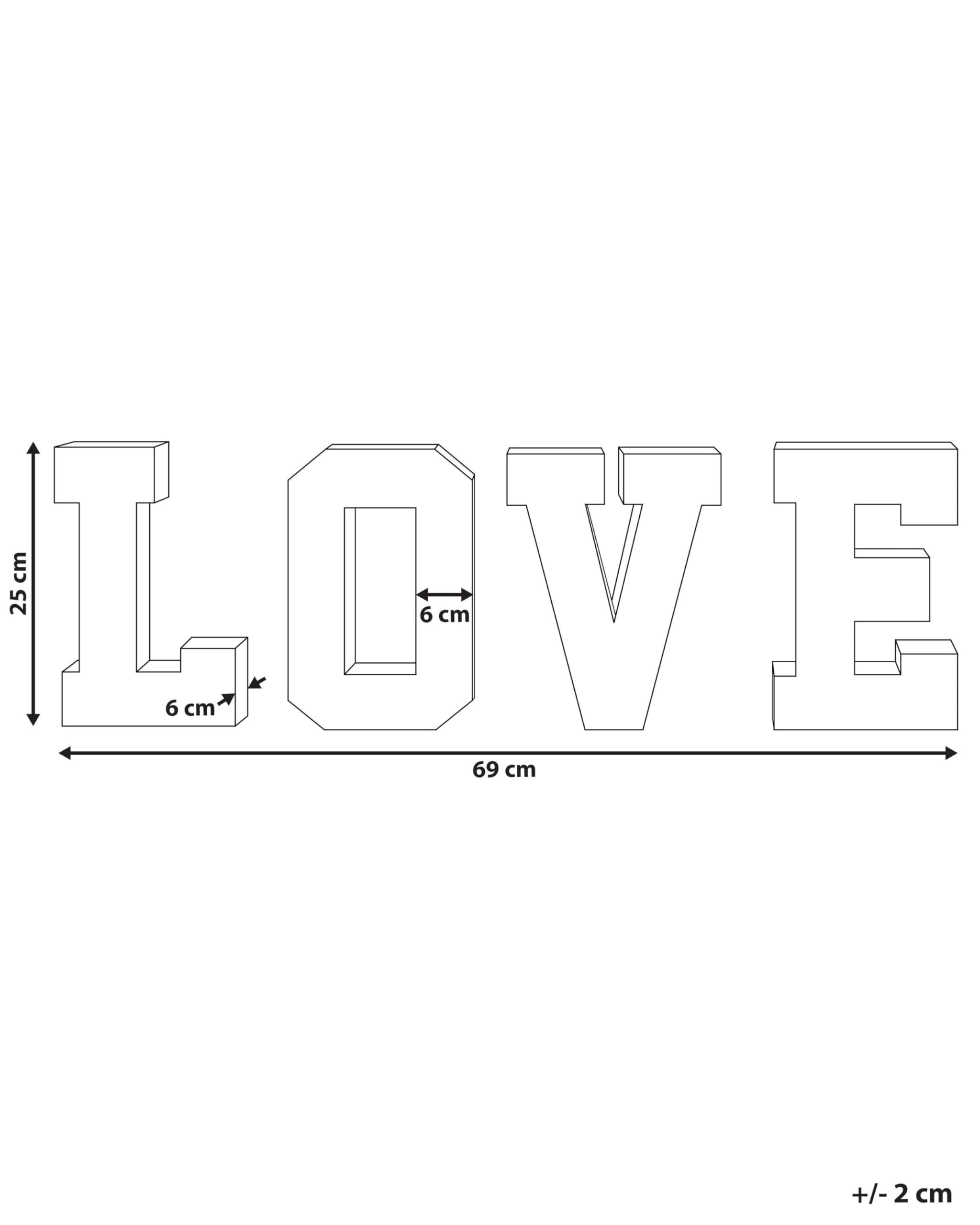 4-teiliges Cleveres LED-Dekor Leuchtbuchstaben Love USB mehrfarbig Proycon