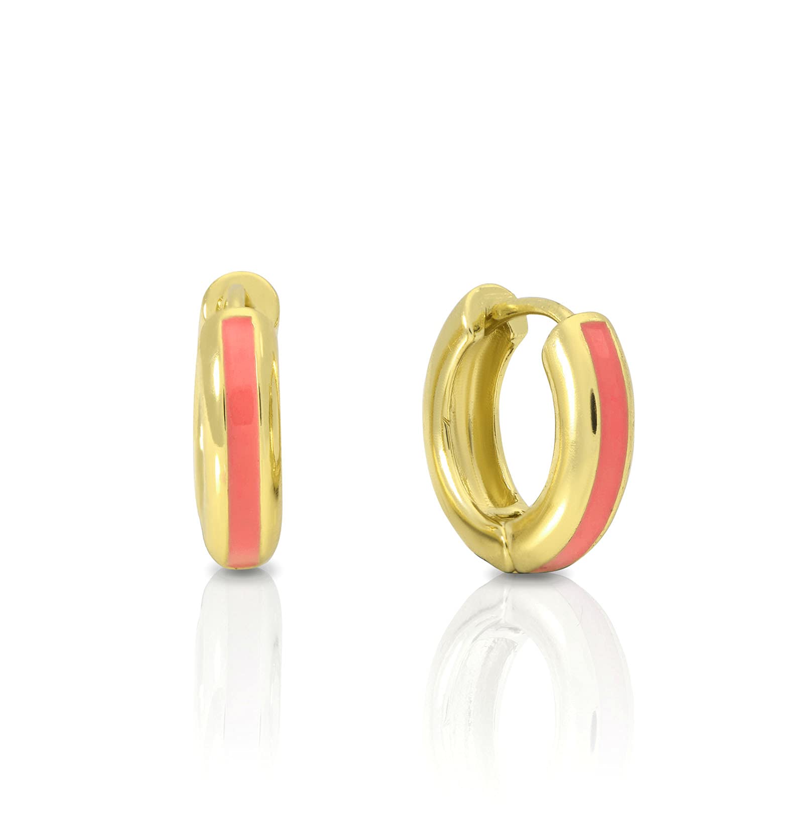 GLORIS Ohrringe Creolen mit Emaille Klappcreolen Ringohrringe. Damen Ring Ohrringe