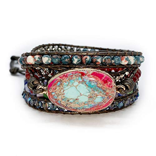 ZOSOJONA Boho Handmade Natural Stone Wrap Bracelets Turquoises Crystal Beads Bracelet Jewelry