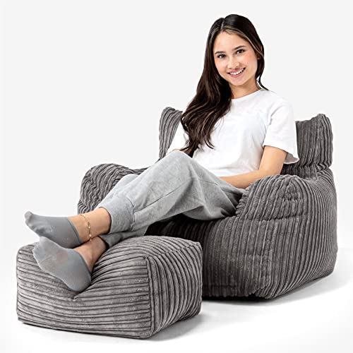 Lounge Pug, Sitzsack Ohrensessel, Cord Schiefergrau – Bild 3