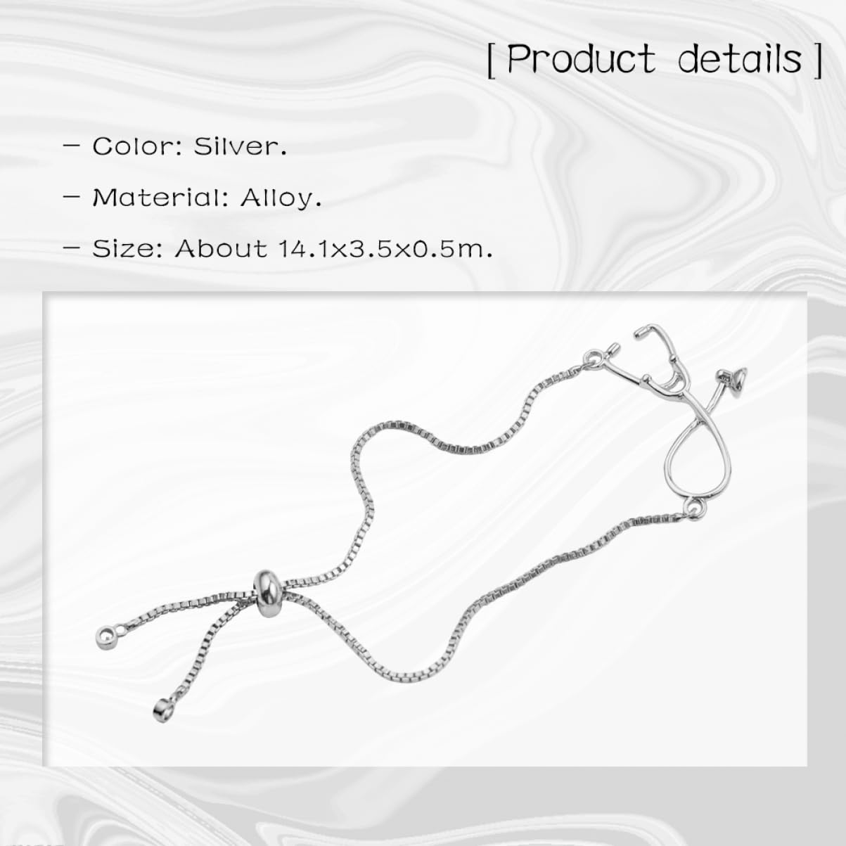 Bracciale in argento sterling, bracciale in argento 925, braccialetti da donna 2 pezzi braccialetti in argento braccialetto con ciondoli in argento bracciali rigidi in metallo Stetoscopio da infermier
