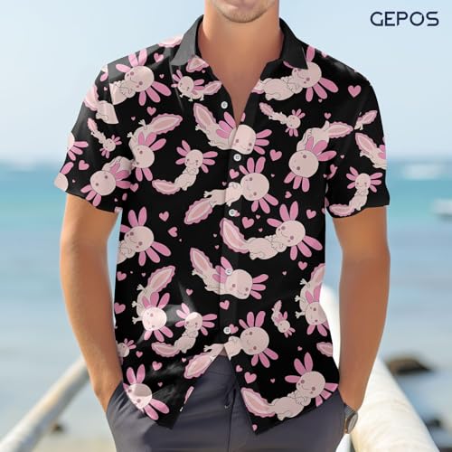 Casual Hawaiian Shirt for Summer, Ocean Animal Short Sleeve Button Down, Tropical Gifts for Summer and Birthdays2