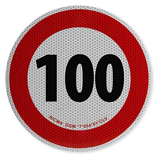 Preisvergleich Produktbild Geschwindigkeitsschild 100 km / h Italien 200mm selbstklebender Aufkleber italienische Hochgeschwindigkeitsbegrenzungsschilder für Kraftfahrzeuge
