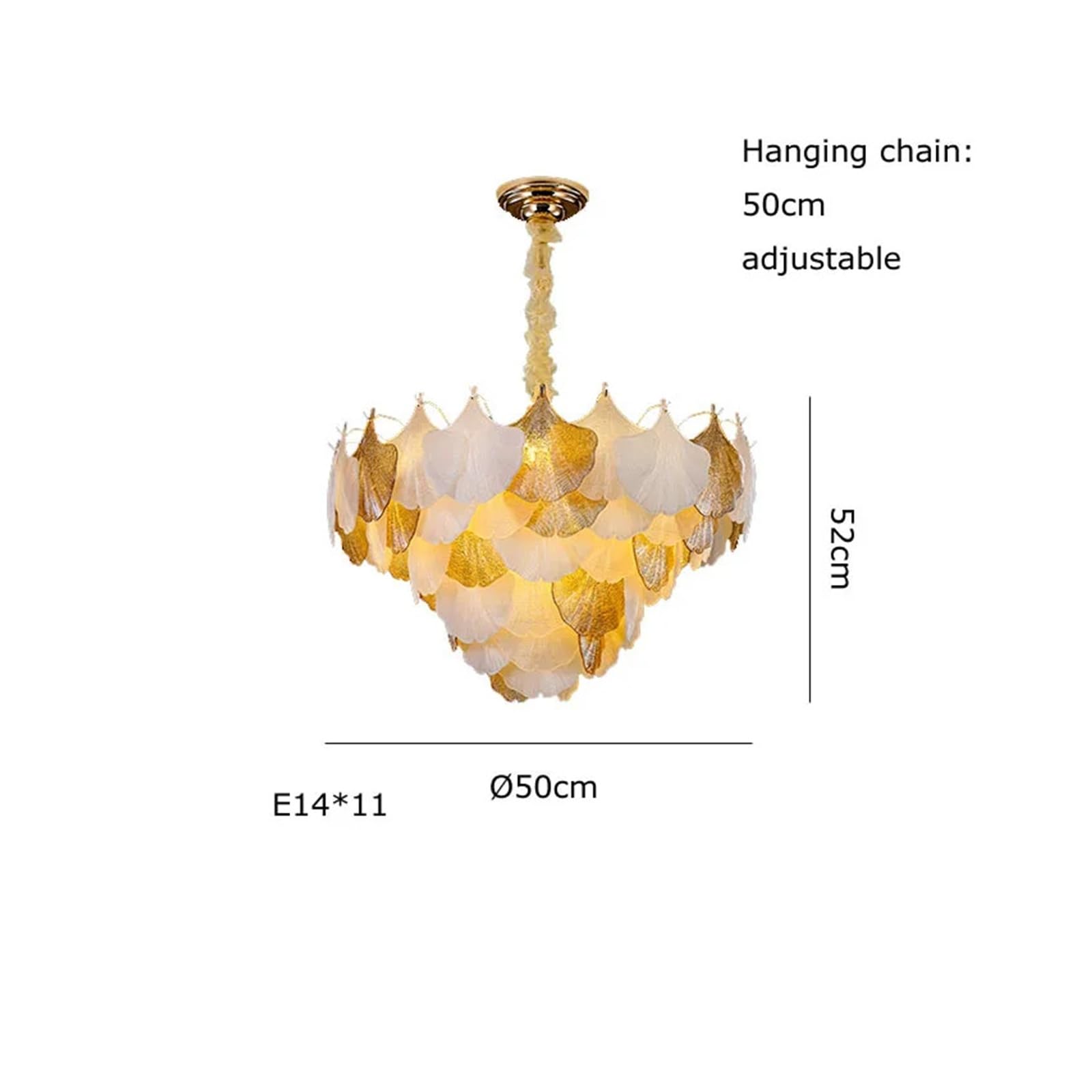 Générique Lustre, LED Art Déco Automne Ginkgo Dimmable Lampes Suspendues Lustre Suspension Luminaire Lampen Éclairage for Salle à manger(Warm,Dia50cm)