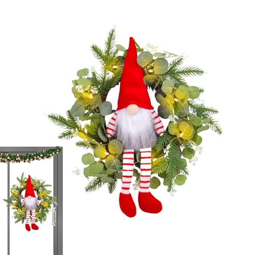 Penlimly Coronas de para Puerta de Navidad, Luces LED, Impermeables, Artificiales, decoración para Interiores y Exteriores, Corona de para Puerta de Granja, para Ventana, Pared, hogar