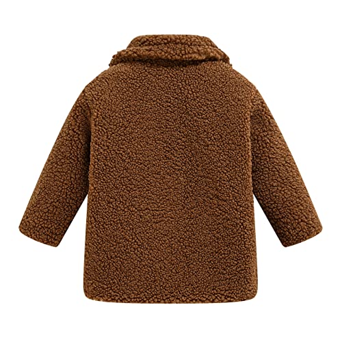 𝗦𝗵erpa Fleece Jacket for Baby Girls Lapel Single Breasted Thicken Fuzzy Windproof Coat Warm Mid Outerwear3